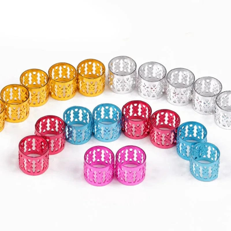 100pcs  Hair Beads For Dreadlocks Braid Cuff Clip Red Silver Golden Blue Green Crochet Braid Tools Braid Accessories Hair Beads