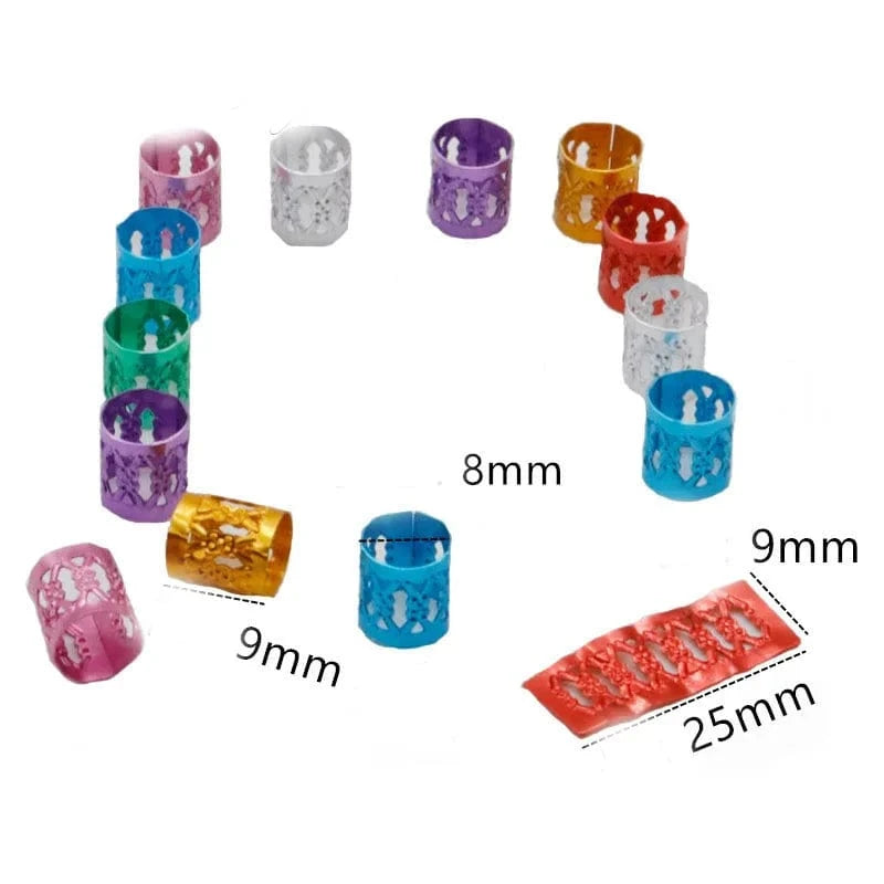 100pcs  Hair Beads For Dreadlocks Braid Cuff Clip Red Silver Golden Blue Green Crochet Braid Tools Braid Accessories Hair Beads
