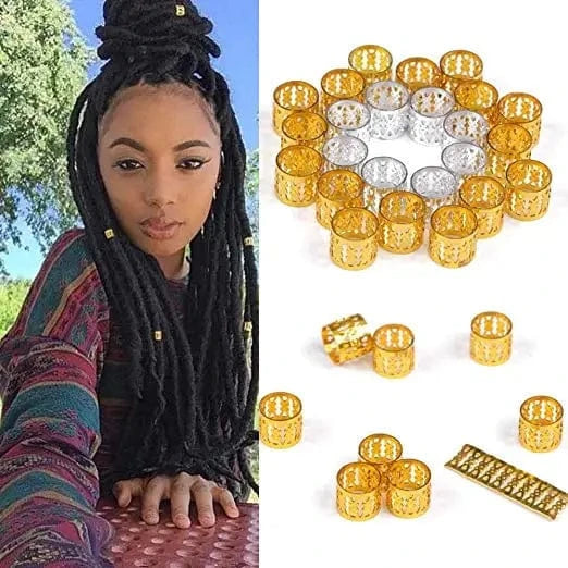 100pcs  Hair Beads For Dreadlocks Braid Cuff Clip Red Silver Golden Blue Green Crochet Braid Tools Braid Accessories Hair Beads