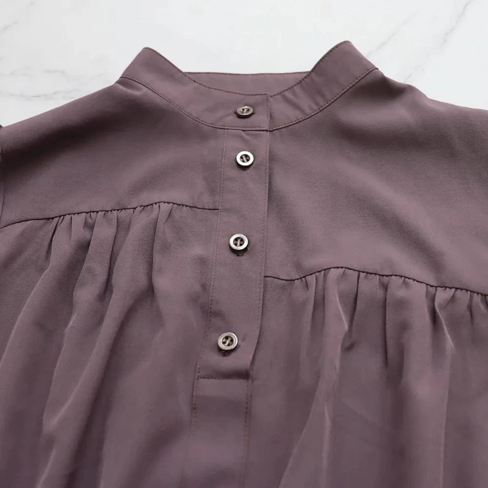 10246 New Arrival Women's Clothing Fall Shirt Dress High Neck Solid Color Loose Long Sleeve Women Midi Large Swing Dress