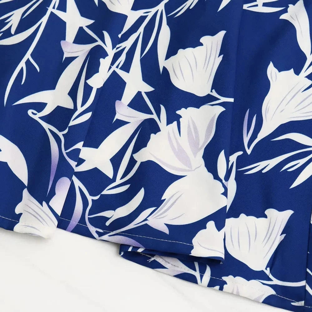 10402 Wholesale 2024 Summer New Trendy Print V-neck Bubble Sleeves Long Sexy Off Waist Women's Dress