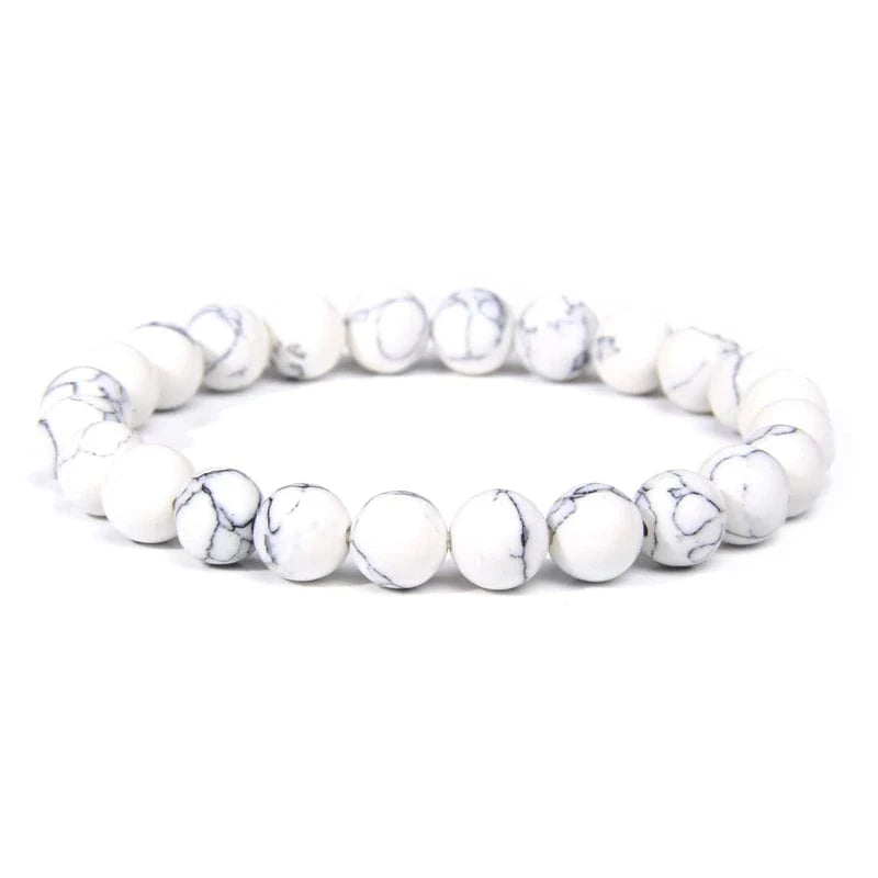 10mm / 19CM / howlite 8mm Gorgeous Semi-Precious Gemstones Round Beads Energy Power Crystal Reiki Healing Elastic Stretch Bracelet for Women Men Gifts