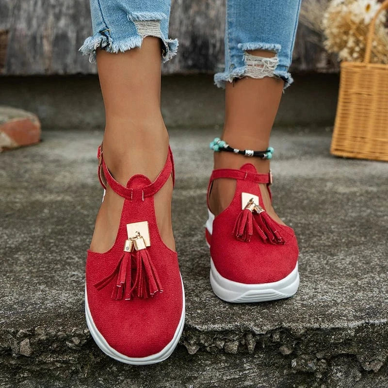 11 / 37 / Red New Arrival Cheap Price Women Leisure Shoes Ladies Girl Sandals Shoes Tassel Casual Shoes Size 43/12