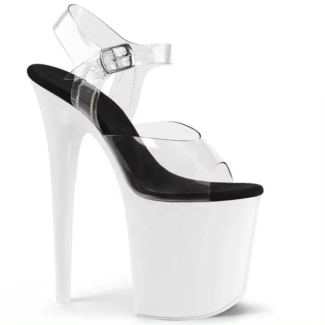 11.5 / White 8inch-20cm Heeled Sandals dancing shoes thin heel white waterproof platform dress sandals peep-toe shallow mouth party shoes