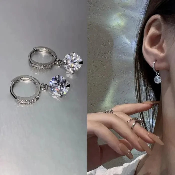 12-E4107 Crystal Long Chain Earrings 925 Silver Needle Butterfly Jewelry Women Fashion Pearl Flower Cluster Earrings