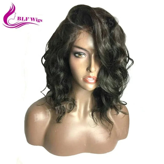 12 inch short afro curly human hair full lace wig for black women