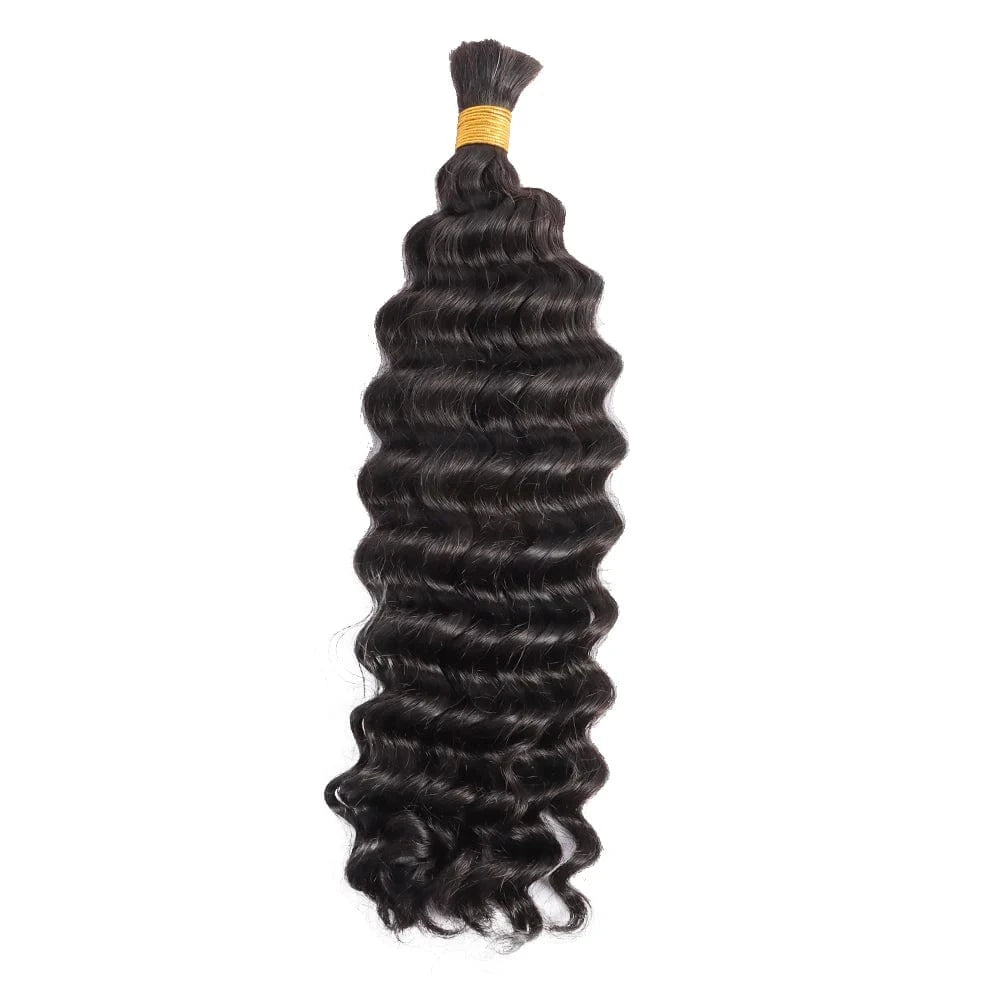 12 Inches / #1B Deep Wave Ready to Ship Brazilian Virgin Human Hair Bulk Wet and Wavy Wholesale Factory Price for Braiding Hair
