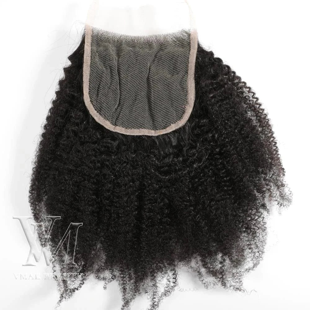 12 Inches / 4C VMAE Wholesale Cuticle Aligned Raw Vietnamese Hair Kinky Straight Transparent 7*7 6*6 5*5 Lace Closure Human Virgin Extensions