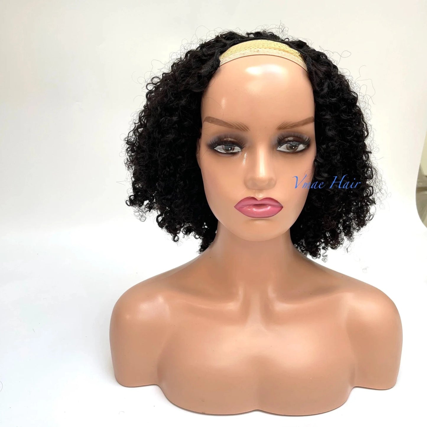 12 Inches / Afro Kinky Curly C VMAE Mongolian Virgin Cuticle Aligned Raw Hair Afro Kinky Curly U Part Human Hair Wig with Lace Base Style 4C for Black Women