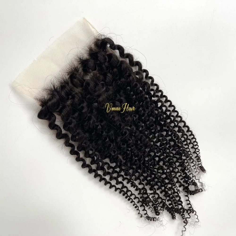 12 Inches / Jerry Curly VMAE Wholesale Cuticle Aligned Raw Vietnamese Hair Coarse Kinky Straight Transparent 5*5 HD Lace Closure Human Virgin Extensions