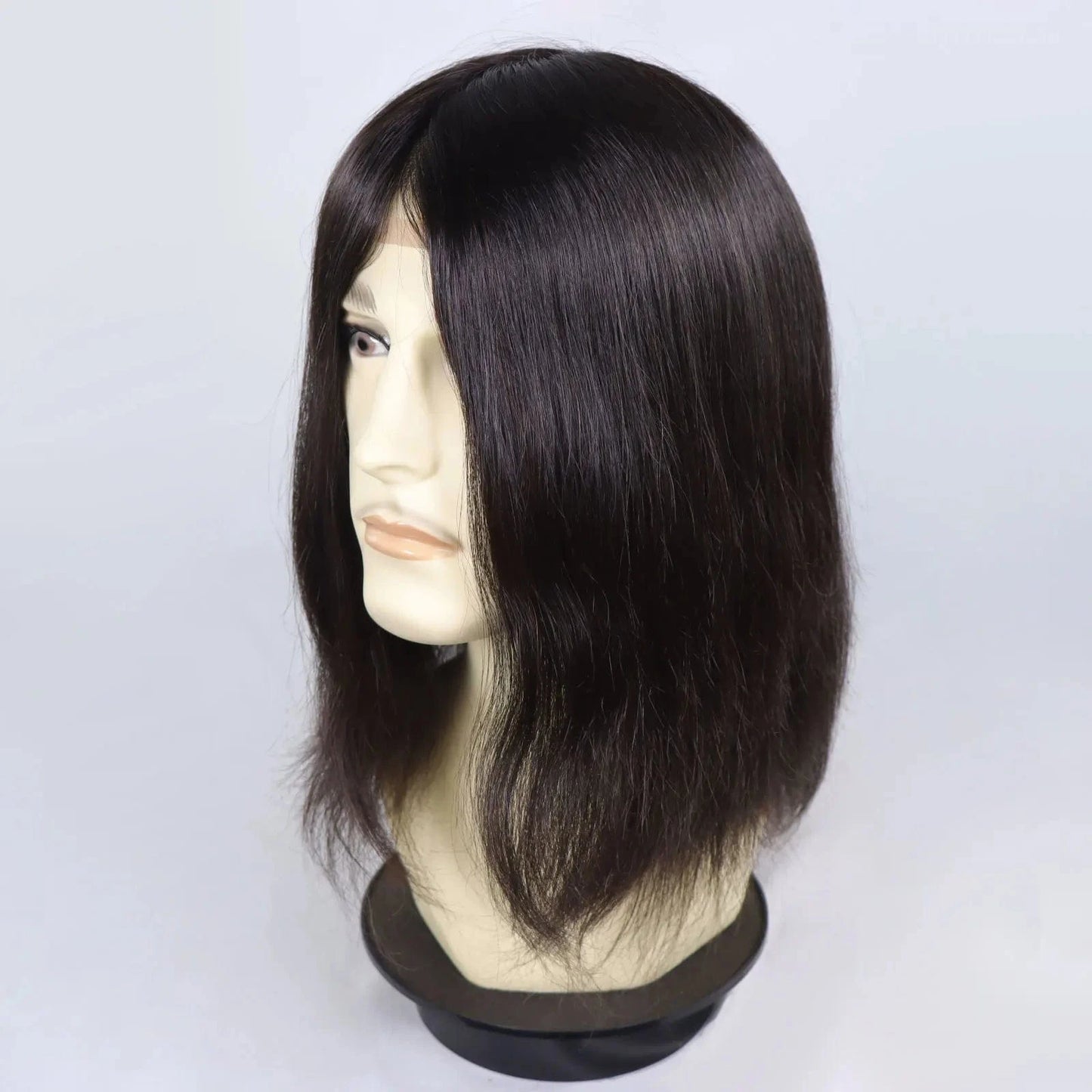 12 Inches Men Toupee Full Lace Base Cap Natural Human Hair Man Wig 3# Dark Brown Male Hair Replacement System