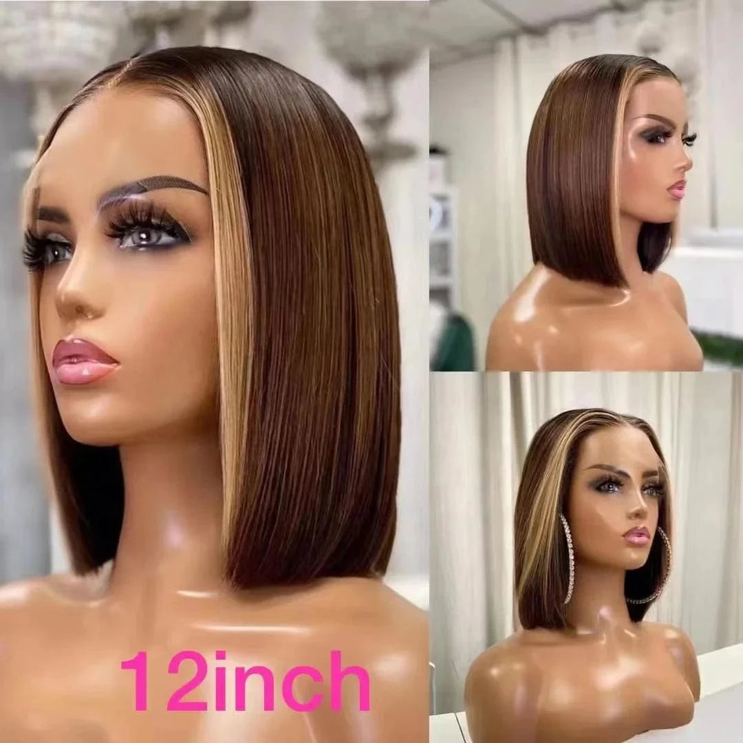 12A Grade High Quality bob color wig curly lace frontal closure blonde bob glueless human hair wigs burmese curly