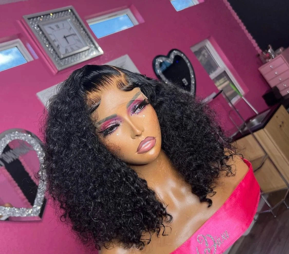12A Grade High Quality bob color wig curly lace frontal closure blonde bob glueless human hair wigs burmese curly