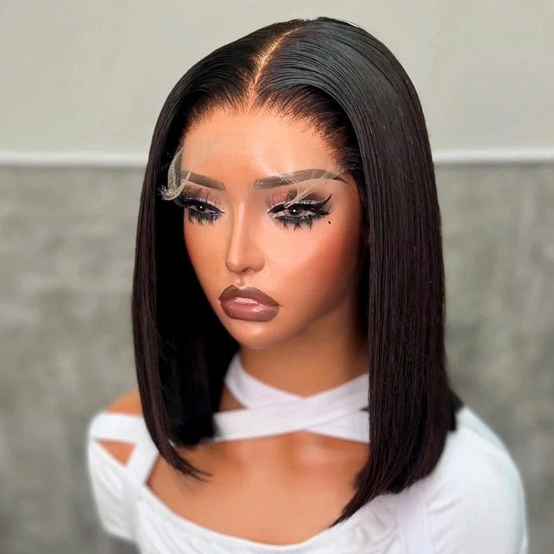 12inch 200% density 5X5 closure wig bob Hd lace / 12 Inches Wholesale Short Water Wave Bob HD Swiss Transparent Lace Front Wig For Black Women Natural Virgin Brazilian Human Remy Hair Wigs
