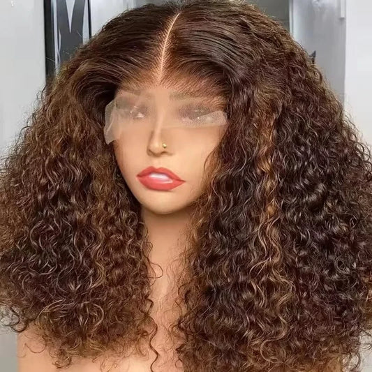 13x4 Full Frontal Wigs Human Hair 180% Density Virgin Raw Hair Glueless Curly Lace Front Wigs Pre Plucked Natural Hairline