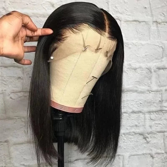 13x4 HD / 3 working days / United States|10inches|200% 200% Density 13x4 Short Bob Straight Brazilian Remy Hair HD Transparent Lace Full Lace Frontal Wigs 100% Human Hair For Women