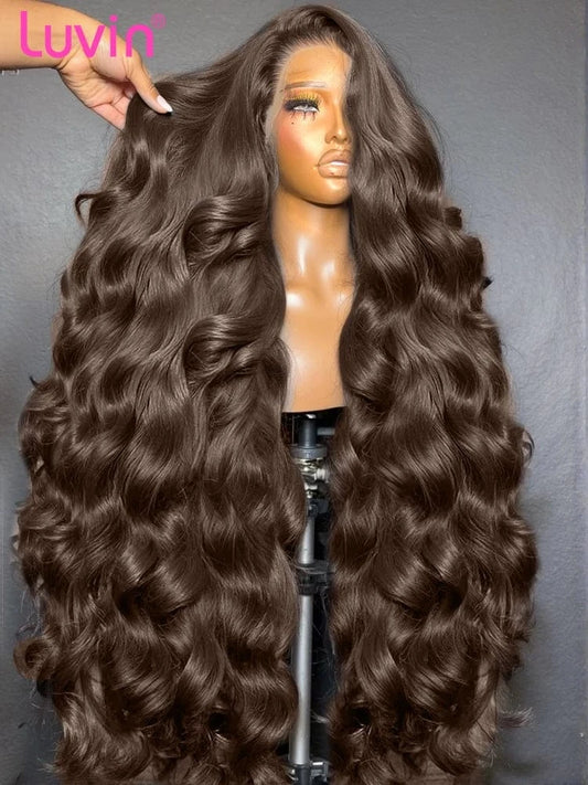 13x4 HD Lace Wig / 40inches / 200 density|United States 30 32 Inch Chocolate Brown Body Wave Human Hair Wig Brazilian 13x6 Hd Lace Frontal Wig Chocolate Brown Lace Front Wigs For Women