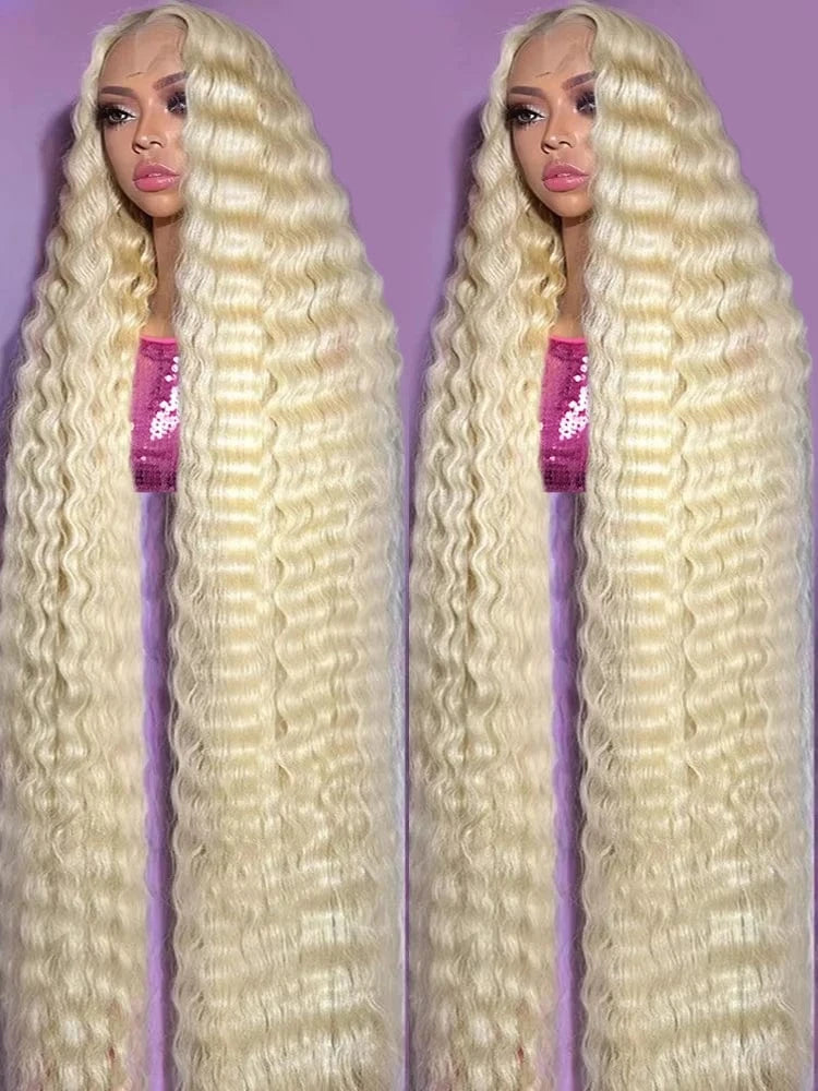 13x4 Hd Lace Wig / United States / 22inches|180% 613 Blonde HD Lace Frontal Wig 13x4 13×6 Deep Wave Lace Front Human Hair Wig Colored Curly Wigs Water Wave Wigs For Women ﻿ ﻿