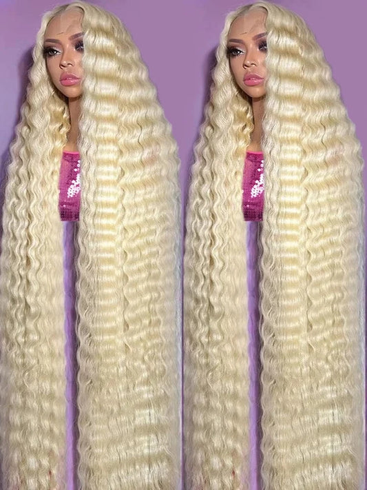 13x4 Hd Lace Wig / United States / 22inches|180% 613 Blonde HD Lace Frontal Wig 13x4 13×6 Deep Wave Lace Front Human Hair Wig Colored Curly Wigs Water Wave Wigs For Women ﻿ ﻿