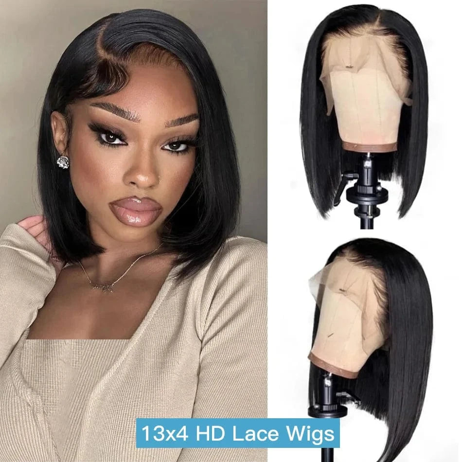 13X4 / United States / 10inches|220% Bob Wigs Human Hair 13X6 Lace Front Wig 220 Density Short Straight Hd Transparent Lace Frontal Wigs Brazilian Closure For Women