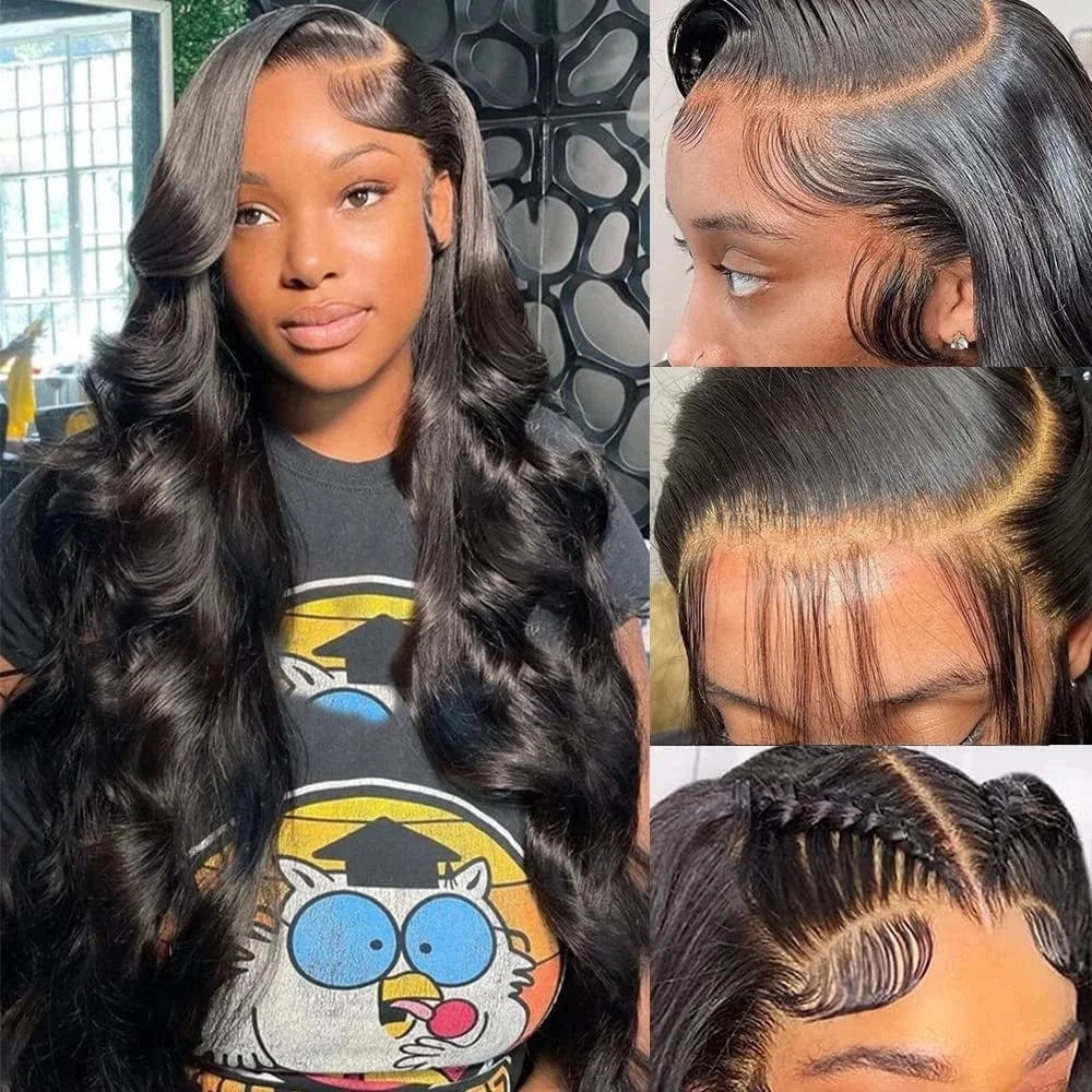 13x6 Body Wave Lace Front Wigs Pre Plucked 180% Density Transparent Lace Frontal Wig Human Hair for Black Women With Baby Hair