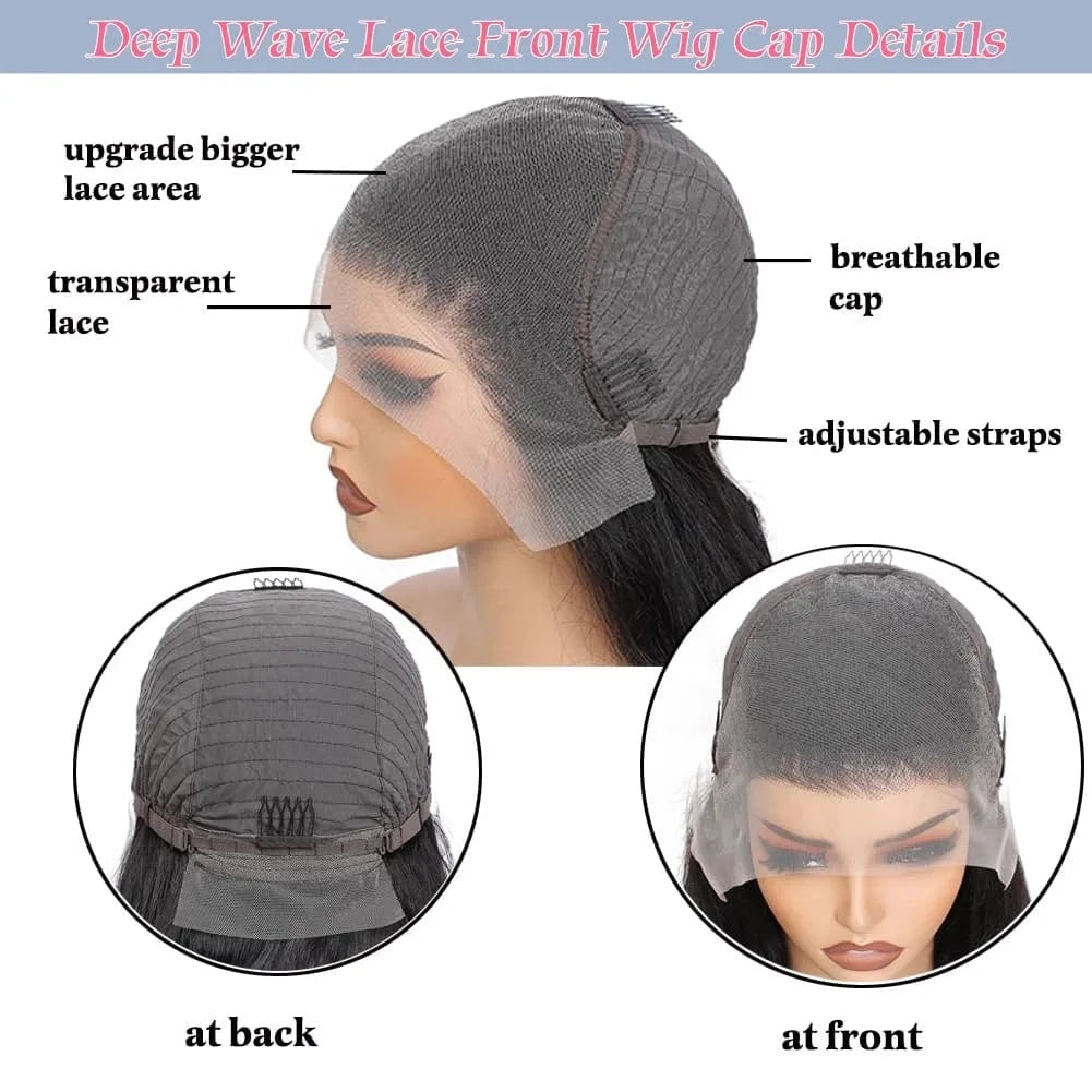 13x6 Deep Wave Lace Front Wig Human Hair for Women Deep Curly Wig Pre Plucked 13X6 HD Lace Frontal Wig Human Hair with Baby Hair
