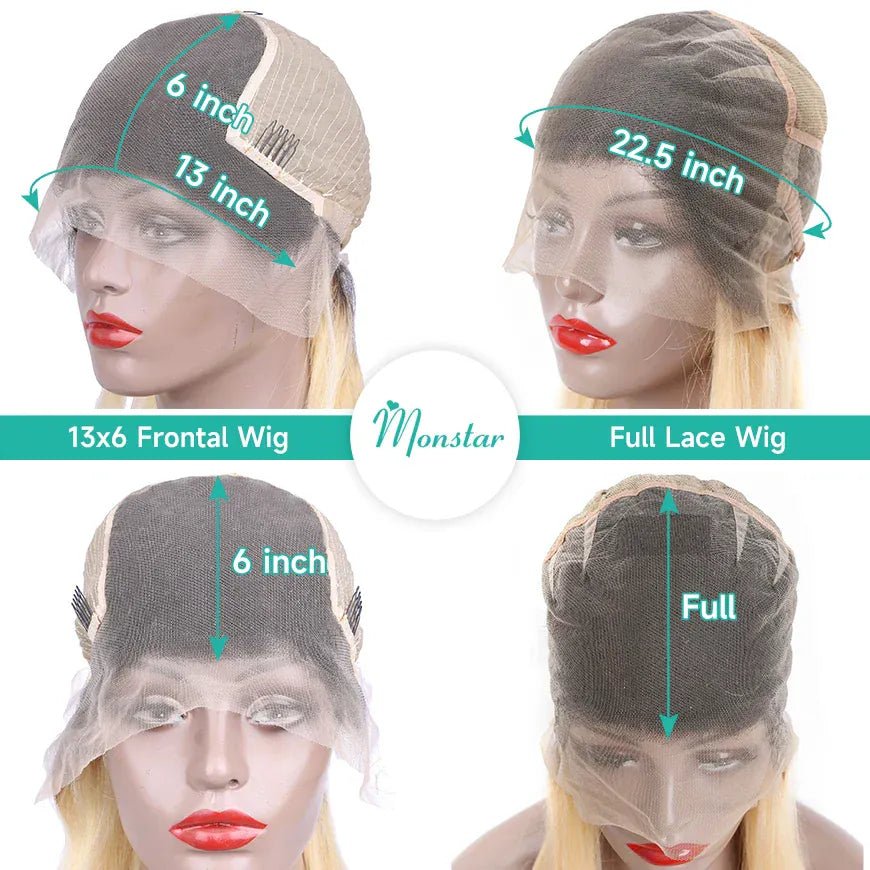 13x6 Lace Frontal Wig Brazilian Straight Full Lace Human Hair Wig 2 Tone Dark Root 1B 613 Ombre Blonde Lace Front Wigs for Women - SN Wigs & More