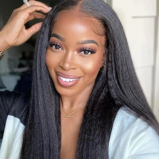13X6 Lace Wig / United States / 22inches|250 Density 250% Density Kinky Yaki Straight 13x6 HD Lace Front Human Hair Wigs 30 40 Inch 360 Full Lace Frontal Wig for Women Preplucked