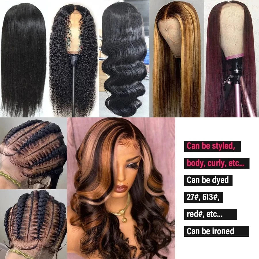 13x6 Straight Lace Front Wigs Human Hair HD Transparent Lace Frontal Human Hair Wigs for Women Glueless Wigs