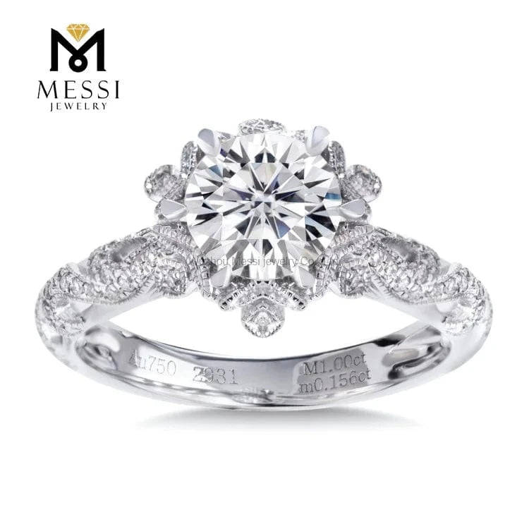 14 / 18k Messi Jewelry snow flake 14k 18k white gold 1ct diamond moissanite ring jewelry gift for Thailand