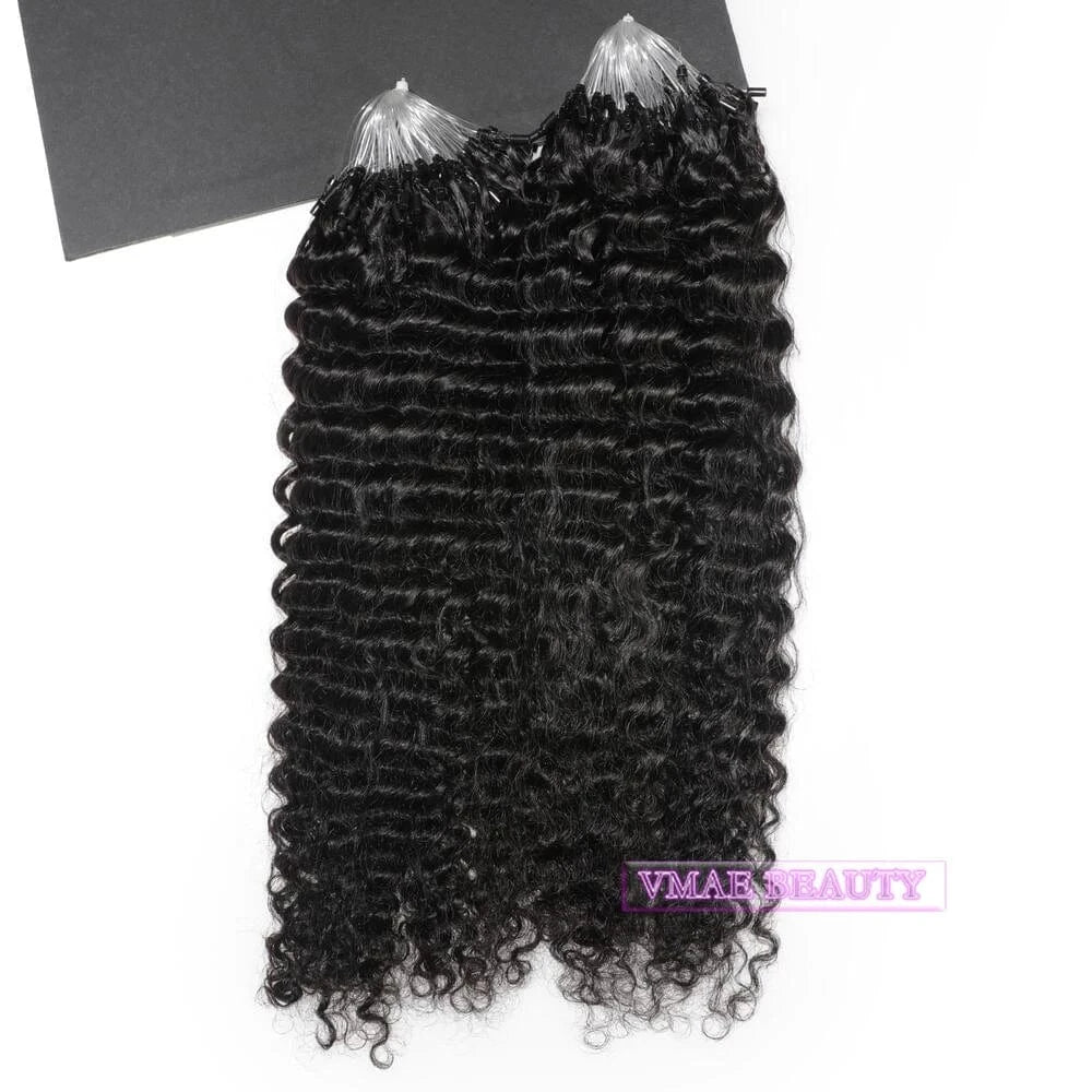14 Inches / #1b 3B Vmae Remy Virgin Brazilian 100g 1g/s Wavy Loose Water Wave Keratin Micro Loop Ring Human Hair Extensions