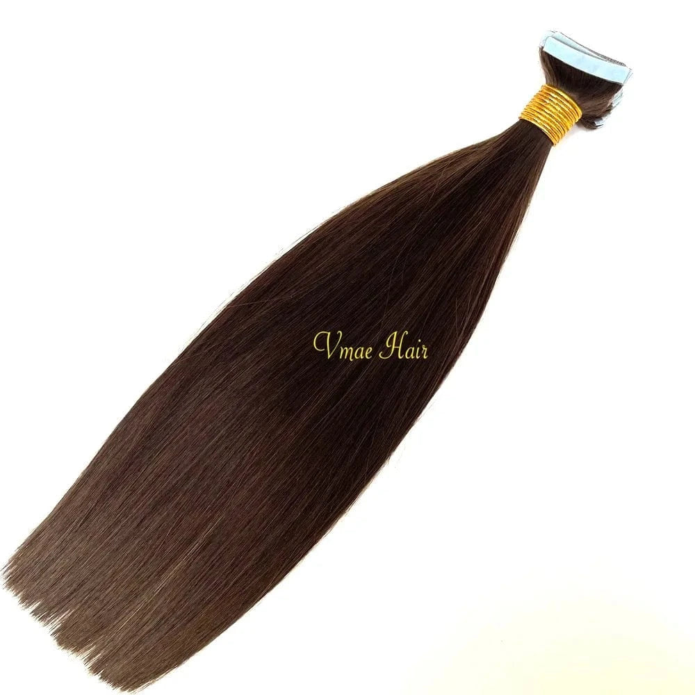 14 Inches / #2 straight Vmae Remy Kinky Curly Yaki Straight Vietnamese Raw Hair Tape In Seamless Invisible Virgin Hair Tape In Extensions Human Hair