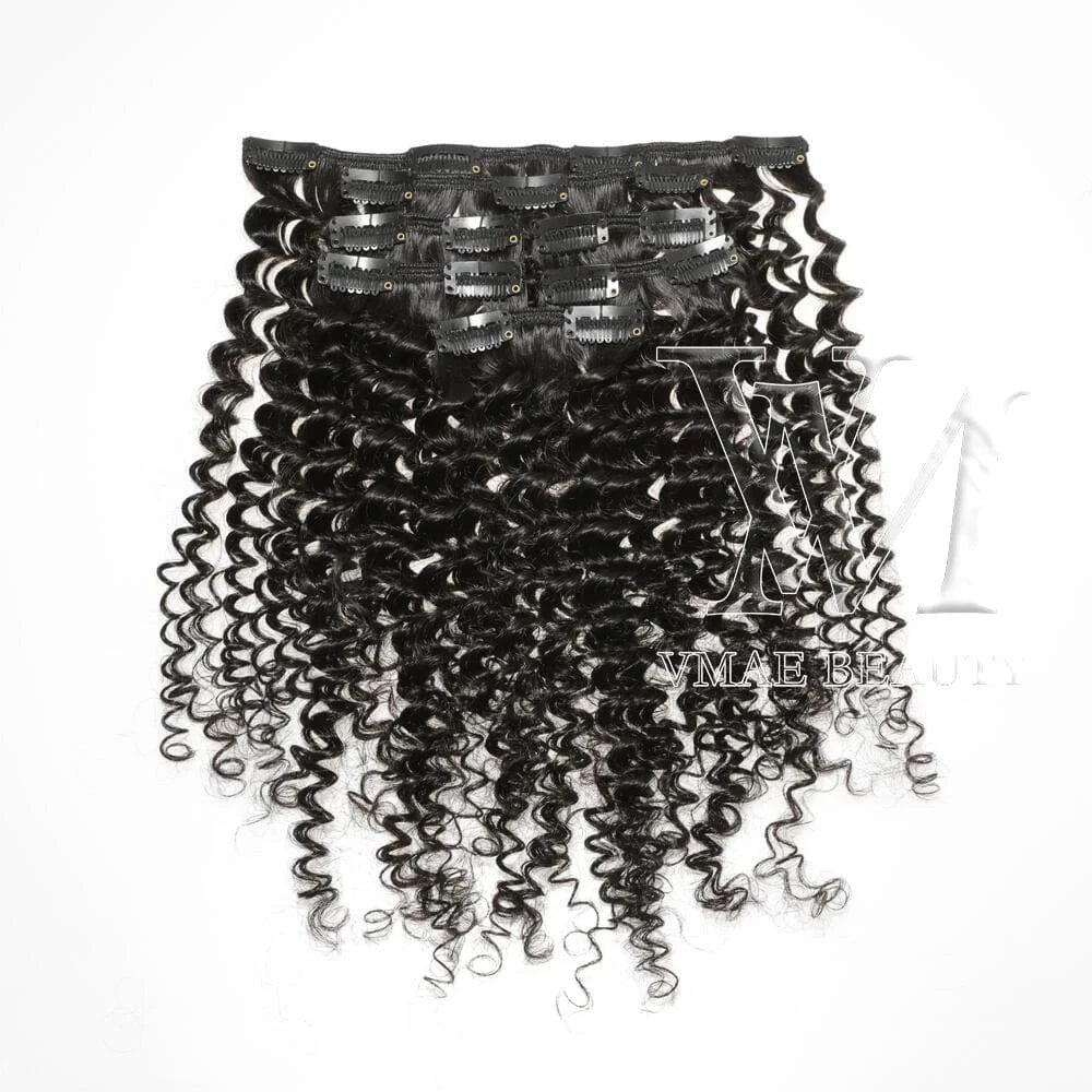14 Inches / 3B VMAE Mongolian 3A Kinky Curls Afro 100% Remy Human Hair Clip-In Extension Natural Wave Style for Black Women