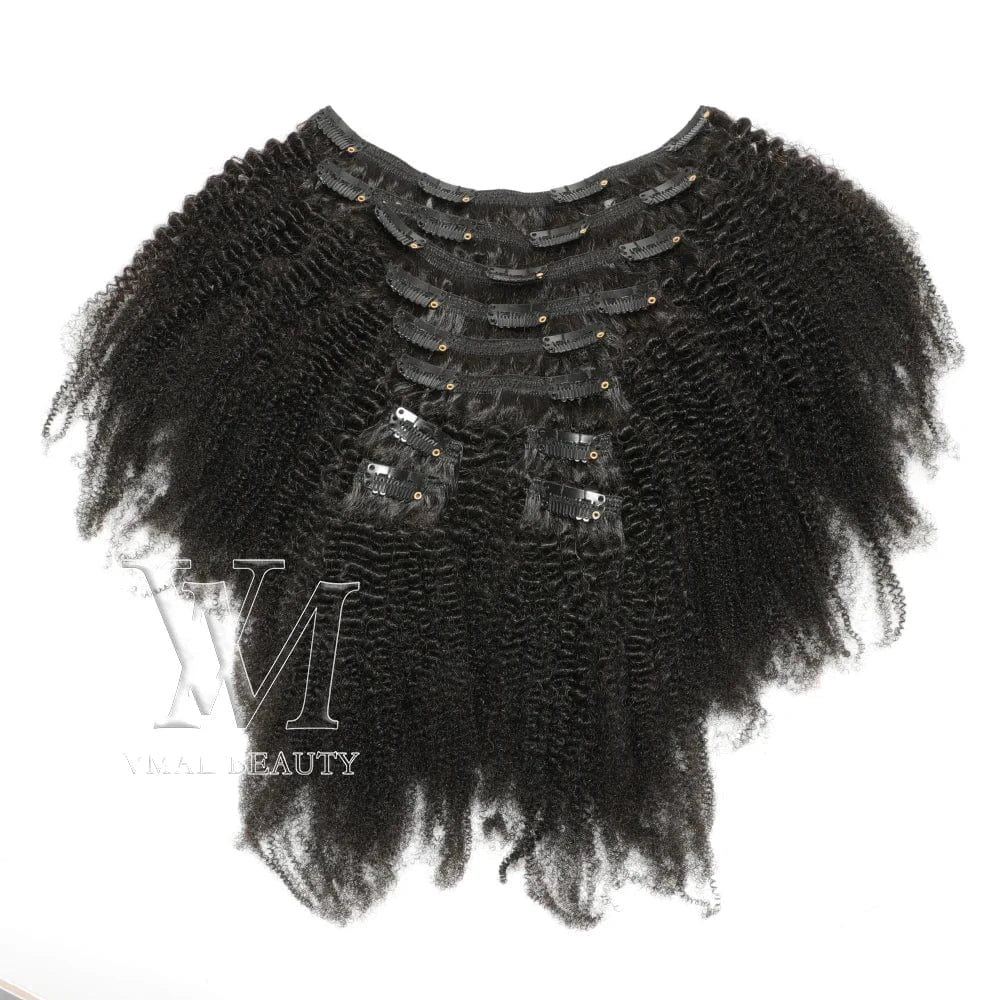 14 Inches / 4C VMAE Mongolian 3A Kinky Curls Afro 100% Remy Human Hair Clip-In Extension Natural Wave Style for Black Women