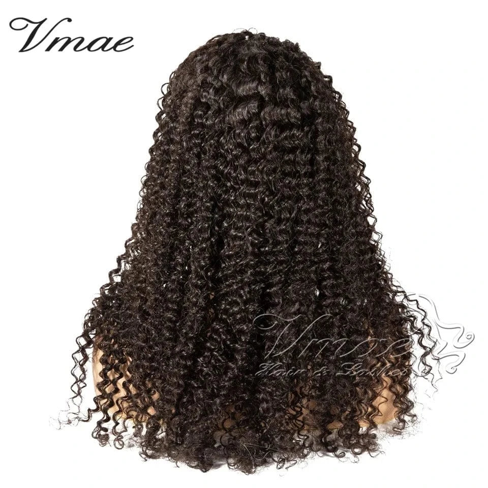 14 Inches / Kinky Curly VMAE Afro Kinky Curly Virgin Cuticle Aligned Vietnamese Raw Hair Glueless Wigs U V part Human Hair Wigs for Black Women