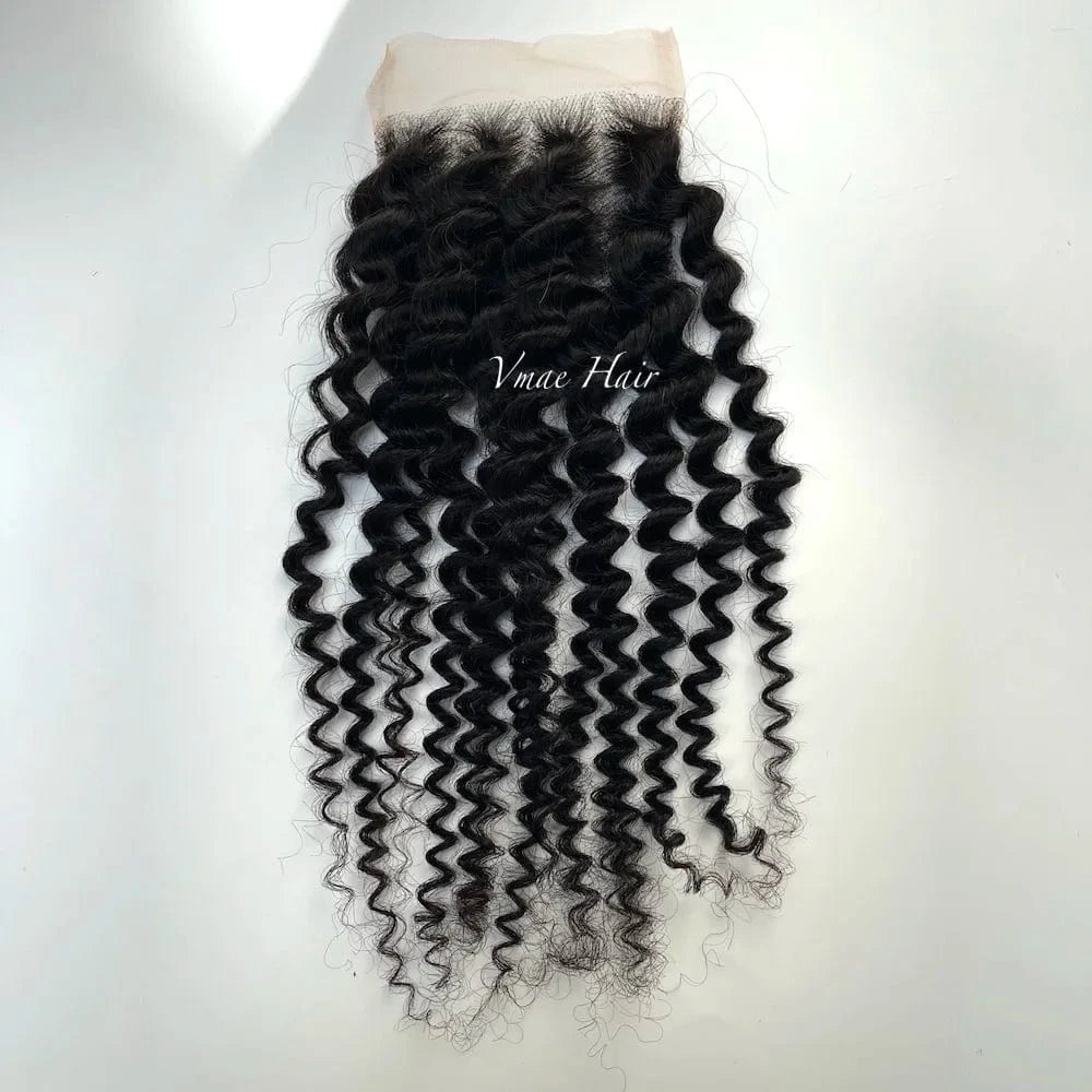 14 Inches / Kinky Curly VMAE Wholesale Cuticle Aligned Raw Vietnamese Hair Kinky Straight Transparent 7*7 6*6 5*5 Lace Closure Human Virgin Extensions