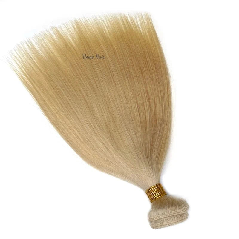 14 Inches / straight Double Drawn 613 Blonde Cuticle Aligned Hair Weft Bundles