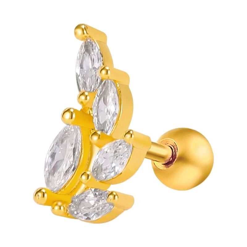 #14 POENNIS Stainless Steel Ladies Fashion Zircon Stone CZ Cartilage Earring Helix Conch Lobe Tragus Stud Ear Piercing Jewelry