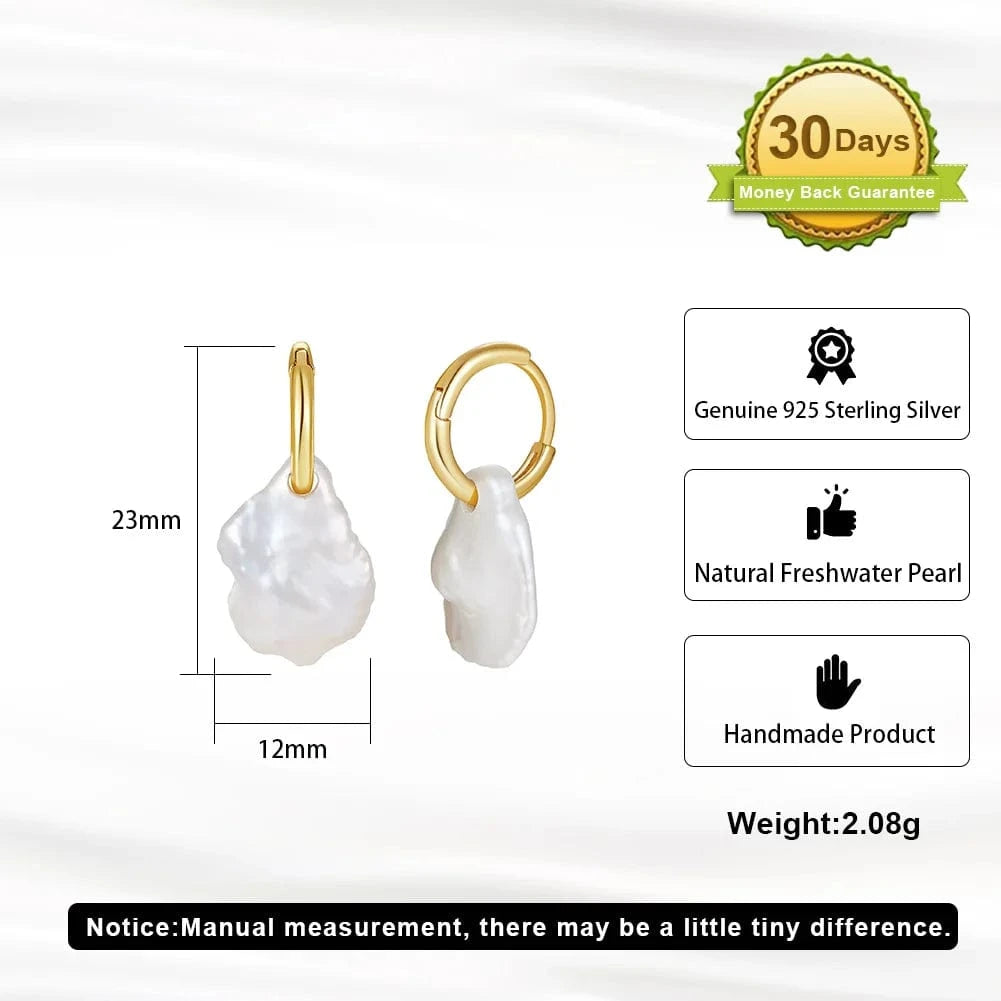 14K Gold Plated RINNTIN GPE97 2024 Personalized New 925 Silver Pearl Earrings for Women Fashion Irregular Drop Earrings Wholesale Silver Jewelry