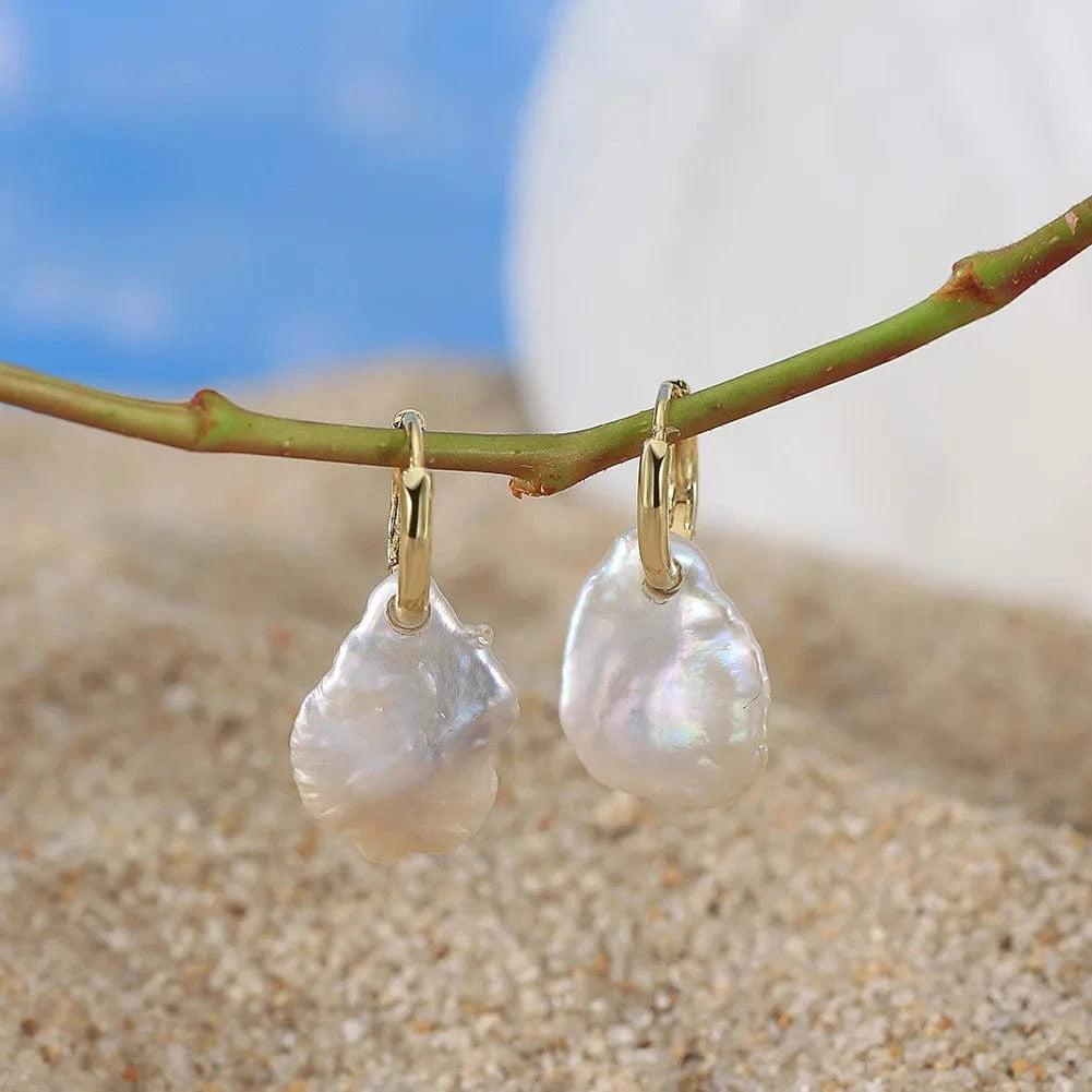 14K Gold Plated RINNTIN GPE97 2024 Personalized New 925 Silver Pearl Earrings for Women Fashion Irregular Drop Earrings Wholesale Silver Jewelry