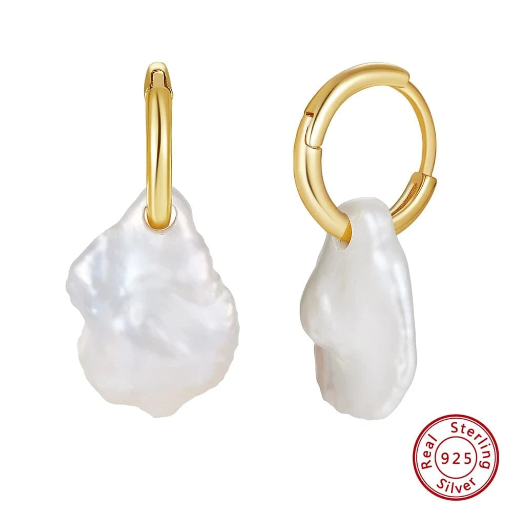 14K Gold Plated RINNTIN GPE97 2024 Personalized New 925 Silver Pearl Earrings for Women Fashion Irregular Drop Earrings Wholesale Silver Jewelry