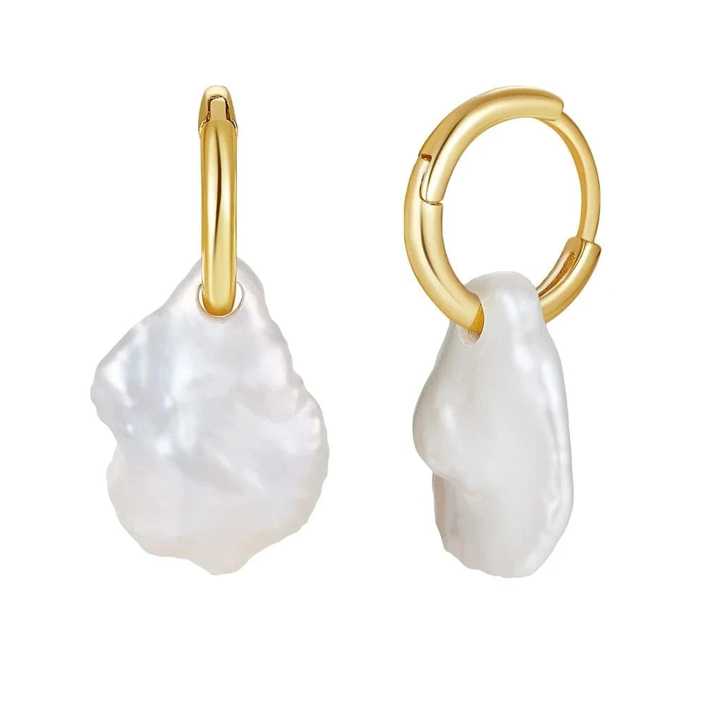14K Gold Plated RINNTIN GPE97 2024 Personalized New 925 Silver Pearl Earrings for Women Fashion Irregular Drop Earrings Wholesale Silver Jewelry
