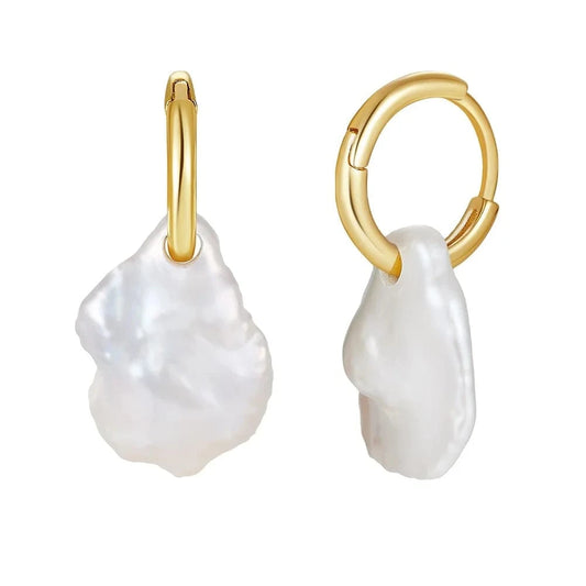 14K Gold Plated RINNTIN GPE97 2024 Personalized New 925 Silver Pearl Earrings for Women Fashion Irregular Drop Earrings Wholesale Silver Jewelry