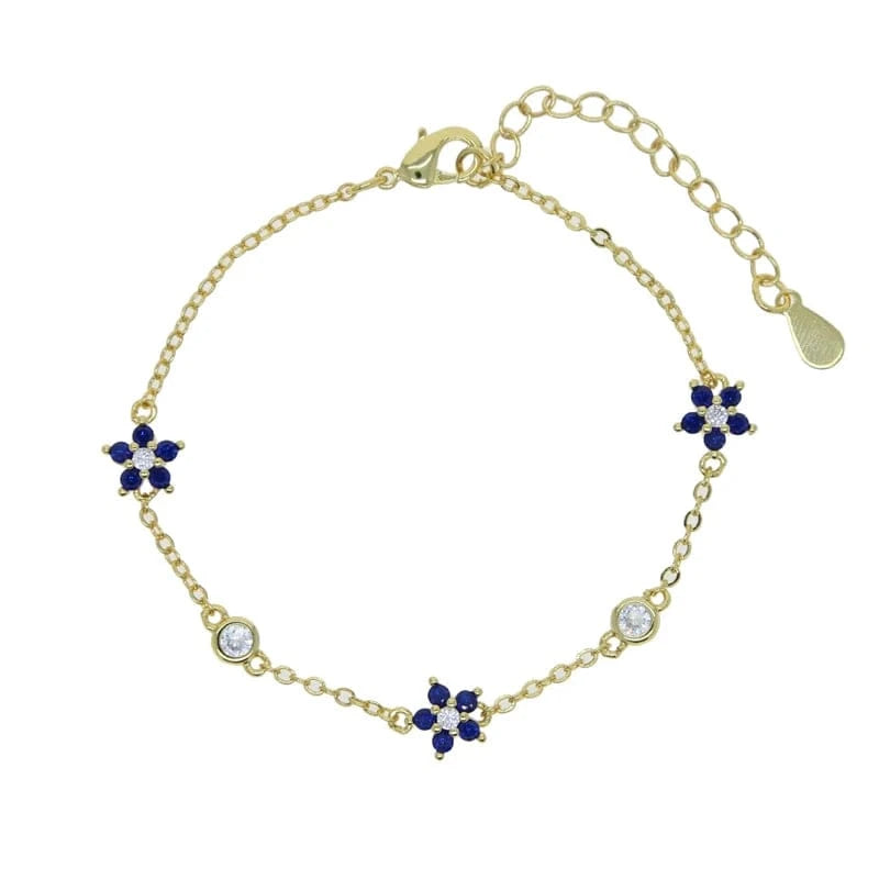 15+4cm / B211-g-blue New Arrived High Quality Unique Minimal Delicate Cute Lovely Flower Charm Rainbow Colorful CZ Choker Chain Necklace Jewelry