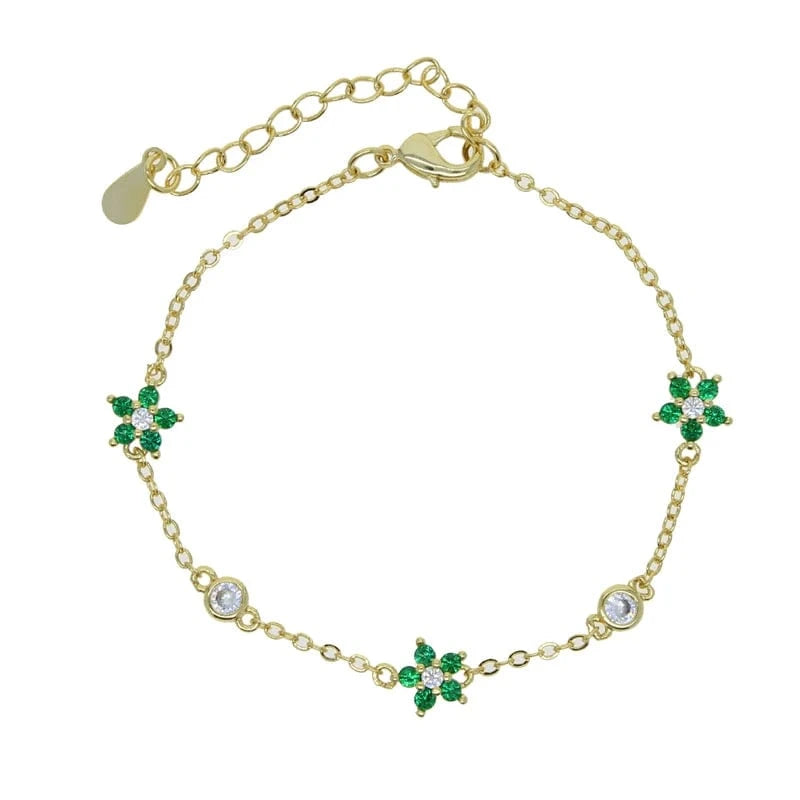 15+4cm / B211-g-green New Arrived High Quality Unique Minimal Delicate Cute Lovely Flower Charm Rainbow Colorful CZ Choker Chain Necklace Jewelry