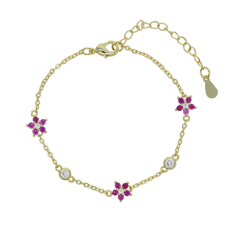 15+4cm / B211-g-red New Arrived High Quality Unique Minimal Delicate Cute Lovely Flower Charm Rainbow Colorful CZ Choker Chain Necklace Jewelry