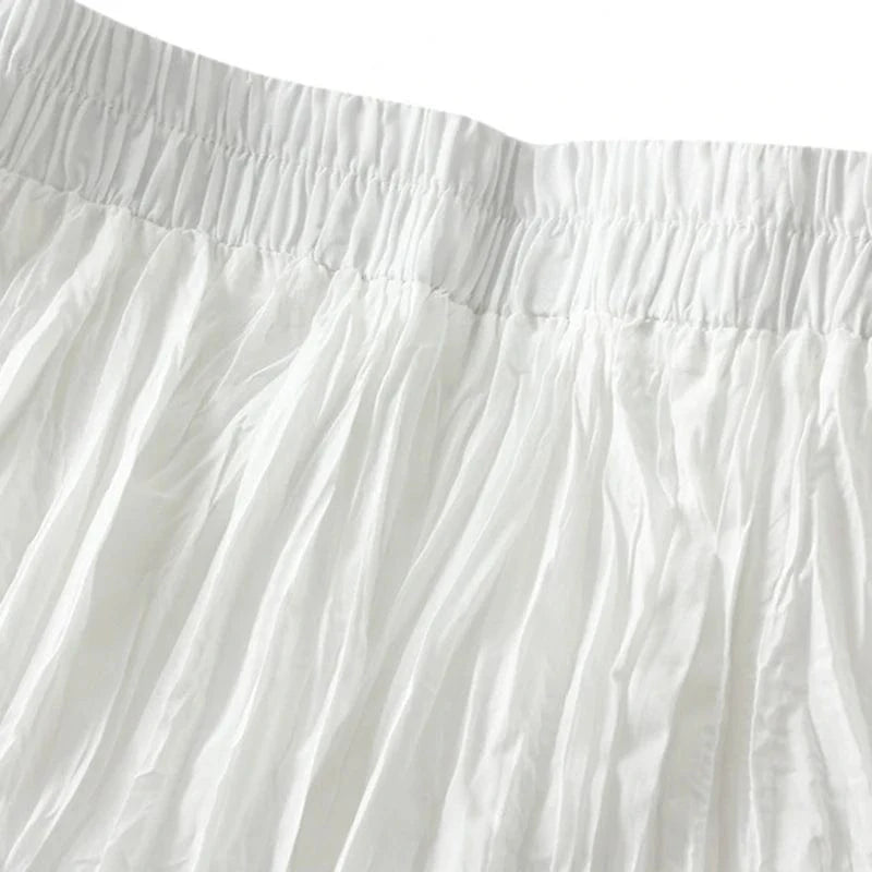 15 Colors Pleated Long Maxi Skirts Women Solid Color Casual Kawaii 2024 Spring Summer Elastic Waist Skirt Lining Luxury Faldas