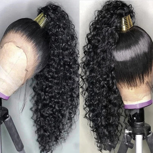 150% Density Curly Human Hair Wig 360 Front Lace Wig 100% Human Hair Pre Pluked Brazilian Remy Human Hair