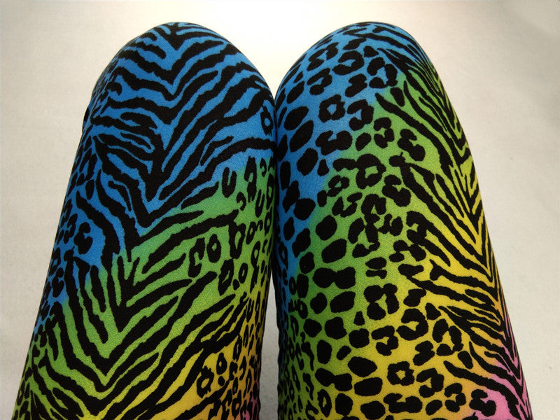 FCCEXIO Leopard Grain Color Print Women Leggings High Elastic Running Sports Leggings Slim Female Casual Trousers Fitness Pants