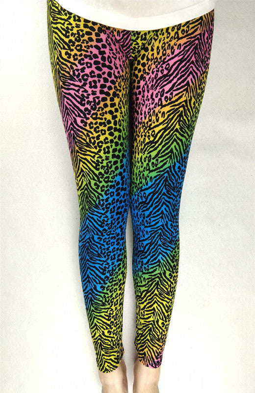 FCCEXIO Leopard Grain Color Print Women Leggings High Elastic Running Sports Leggings Slim Female Casual Trousers Fitness Pants
